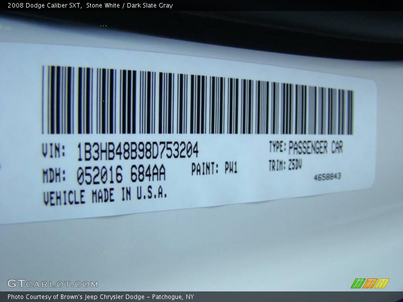 Stone White / Dark Slate Gray 2008 Dodge Caliber SXT