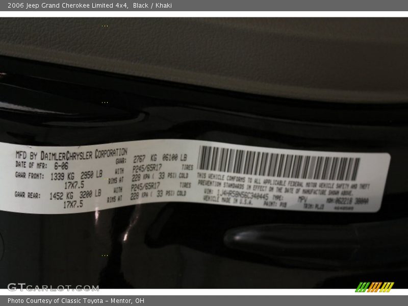 Black / Khaki 2006 Jeep Grand Cherokee Limited 4x4
