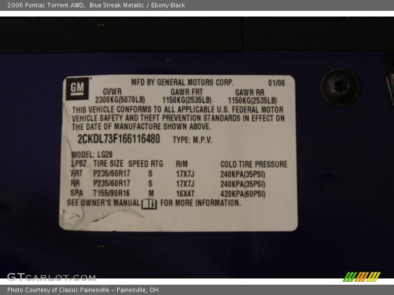 Blue Streak Metallic / Ebony Black 2006 Pontiac Torrent AWD