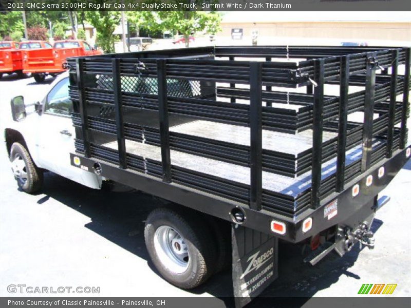 Summit White / Dark Titanium 2012 GMC Sierra 3500HD Regular Cab 4x4 Dually Stake Truck