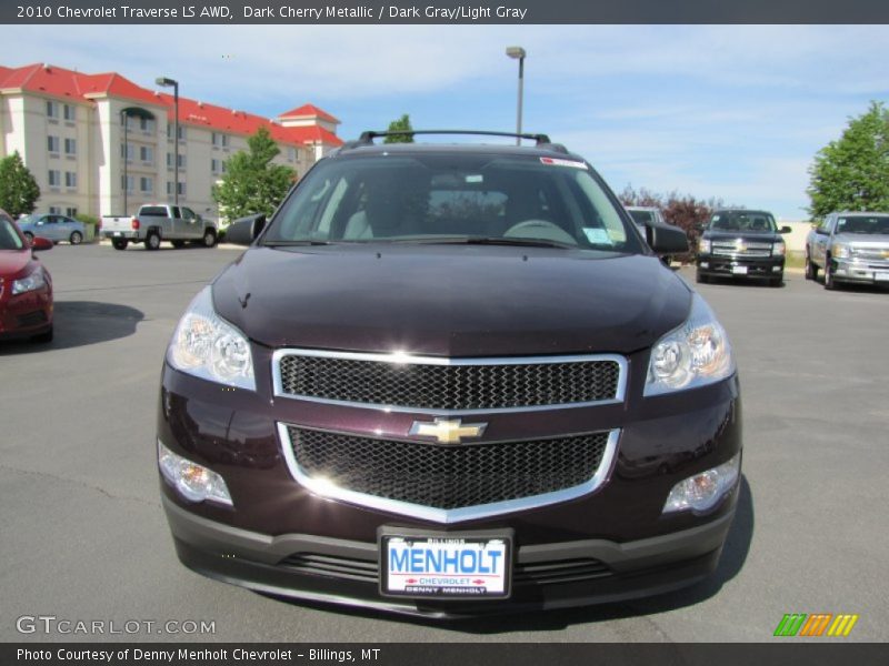 Dark Cherry Metallic / Dark Gray/Light Gray 2010 Chevrolet Traverse LS AWD
