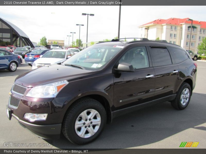 Dark Cherry Metallic / Dark Gray/Light Gray 2010 Chevrolet Traverse LS AWD