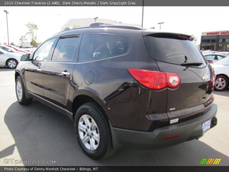 Dark Cherry Metallic / Dark Gray/Light Gray 2010 Chevrolet Traverse LS AWD