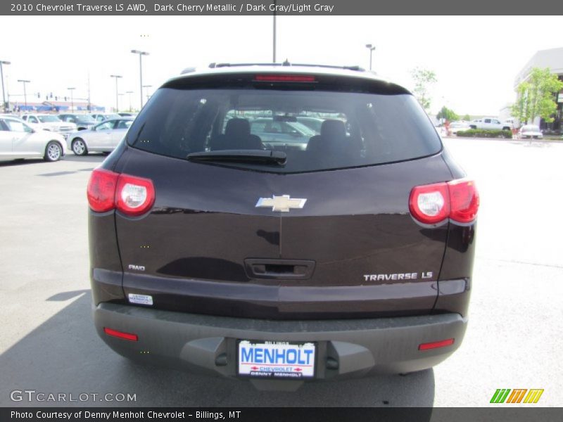 Dark Cherry Metallic / Dark Gray/Light Gray 2010 Chevrolet Traverse LS AWD