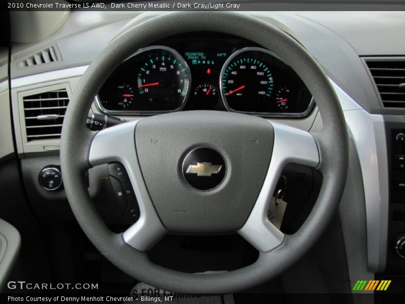 Dark Cherry Metallic / Dark Gray/Light Gray 2010 Chevrolet Traverse LS AWD
