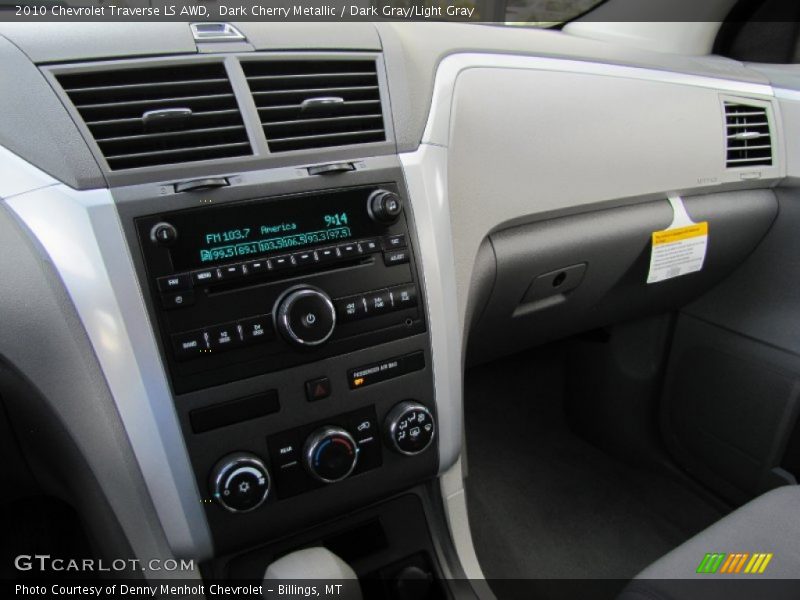 Dark Cherry Metallic / Dark Gray/Light Gray 2010 Chevrolet Traverse LS AWD