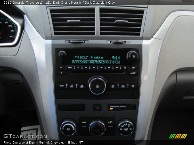 Dark Cherry Metallic / Dark Gray/Light Gray 2010 Chevrolet Traverse LS AWD