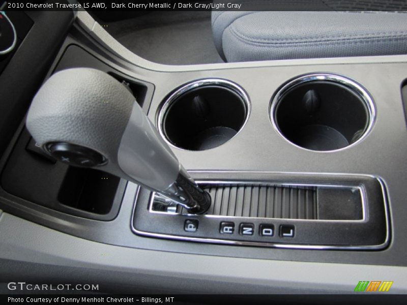 Dark Cherry Metallic / Dark Gray/Light Gray 2010 Chevrolet Traverse LS AWD