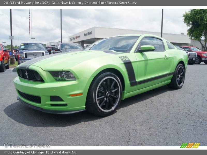 Gotta Have It Green / Charcoal Black/Recaro Sport Seats 2013 Ford Mustang Boss 302