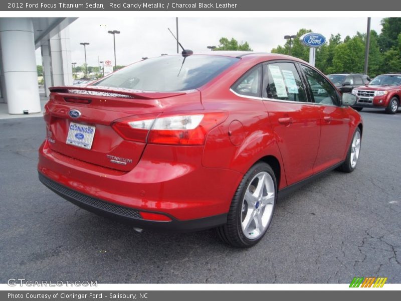 Red Candy Metallic / Charcoal Black Leather 2012 Ford Focus Titanium Sedan