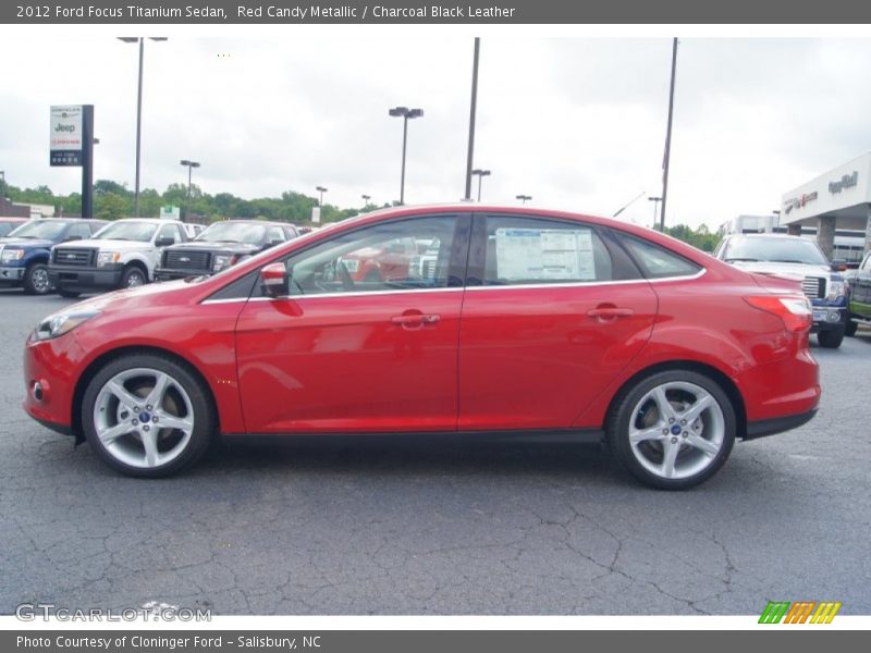 Red Candy Metallic / Charcoal Black Leather 2012 Ford Focus Titanium Sedan