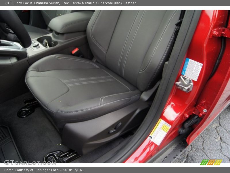 Red Candy Metallic / Charcoal Black Leather 2012 Ford Focus Titanium Sedan