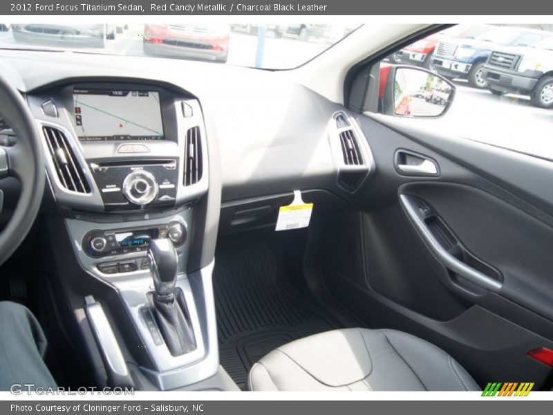 Red Candy Metallic / Charcoal Black Leather 2012 Ford Focus Titanium Sedan