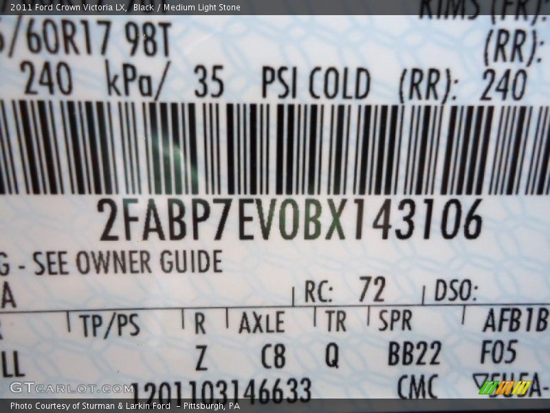 Black / Medium Light Stone 2011 Ford Crown Victoria LX