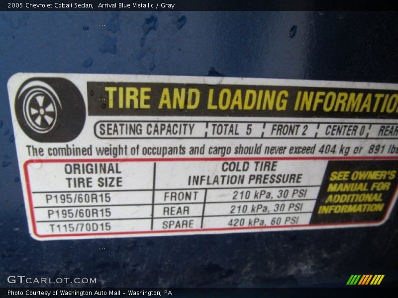 Arrival Blue Metallic / Gray 2005 Chevrolet Cobalt Sedan