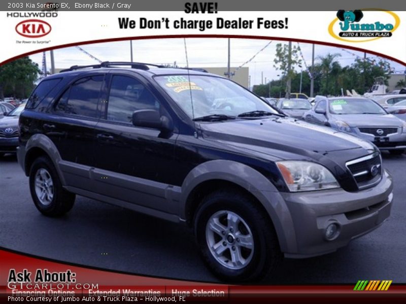 Ebony Black / Gray 2003 Kia Sorento EX