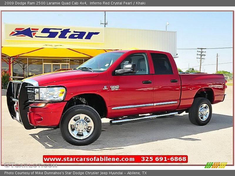 Inferno Red Crystal Pearl / Khaki 2009 Dodge Ram 2500 Laramie Quad Cab 4x4