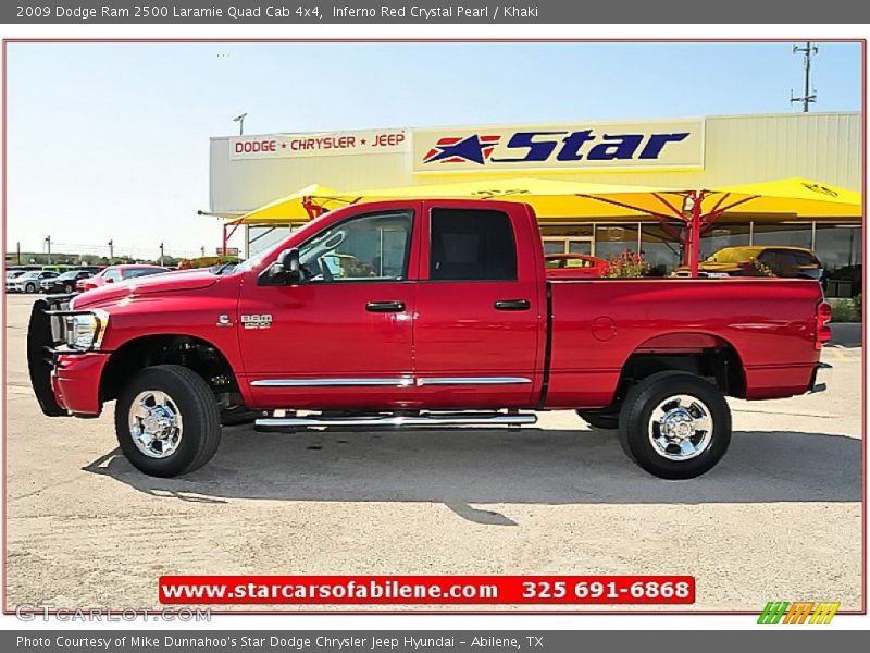 Inferno Red Crystal Pearl / Khaki 2009 Dodge Ram 2500 Laramie Quad Cab 4x4