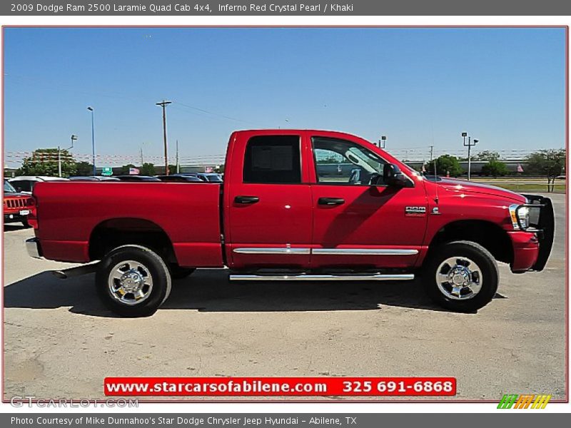 Inferno Red Crystal Pearl / Khaki 2009 Dodge Ram 2500 Laramie Quad Cab 4x4