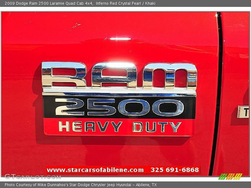 Inferno Red Crystal Pearl / Khaki 2009 Dodge Ram 2500 Laramie Quad Cab 4x4