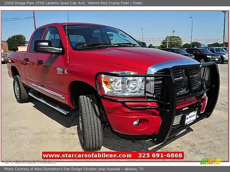 Inferno Red Crystal Pearl / Khaki 2009 Dodge Ram 2500 Laramie Quad Cab 4x4
