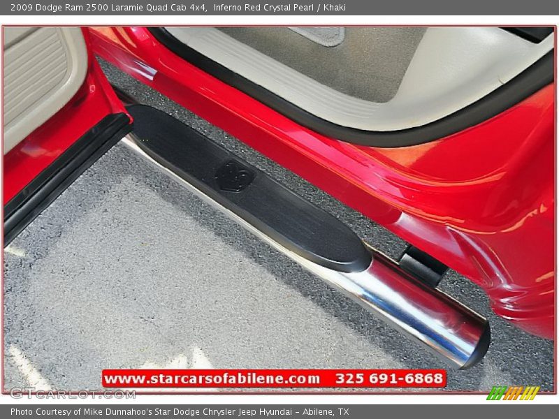 Inferno Red Crystal Pearl / Khaki 2009 Dodge Ram 2500 Laramie Quad Cab 4x4