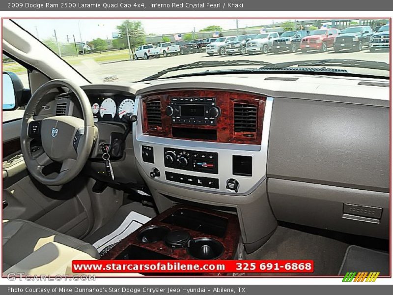 Inferno Red Crystal Pearl / Khaki 2009 Dodge Ram 2500 Laramie Quad Cab 4x4