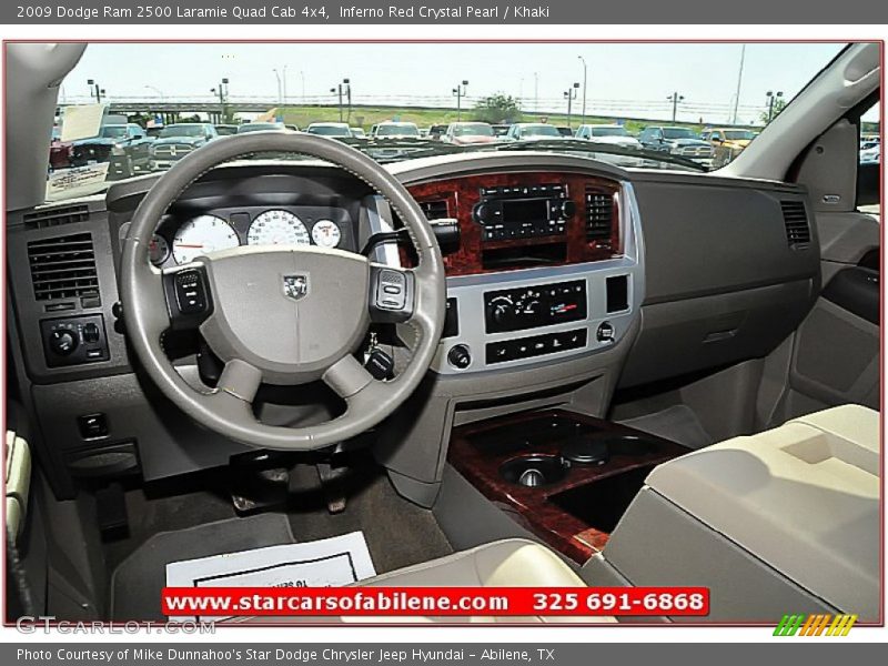 Inferno Red Crystal Pearl / Khaki 2009 Dodge Ram 2500 Laramie Quad Cab 4x4