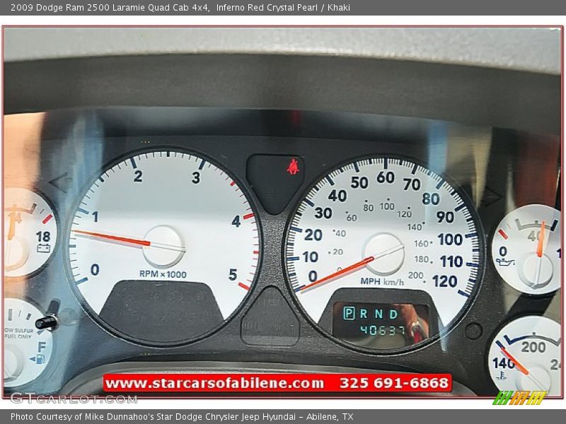 Inferno Red Crystal Pearl / Khaki 2009 Dodge Ram 2500 Laramie Quad Cab 4x4