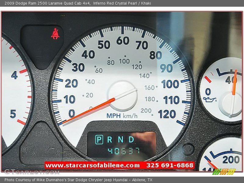 Inferno Red Crystal Pearl / Khaki 2009 Dodge Ram 2500 Laramie Quad Cab 4x4