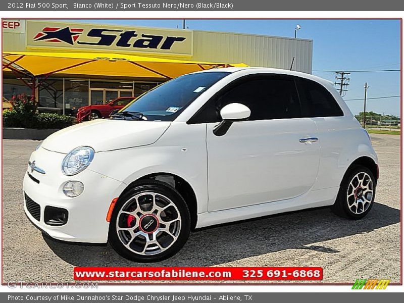 Bianco (White) / Sport Tessuto Nero/Nero (Black/Black) 2012 Fiat 500 Sport