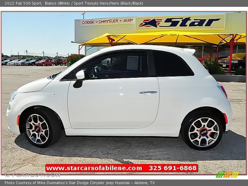 Bianco (White) / Sport Tessuto Nero/Nero (Black/Black) 2012 Fiat 500 Sport