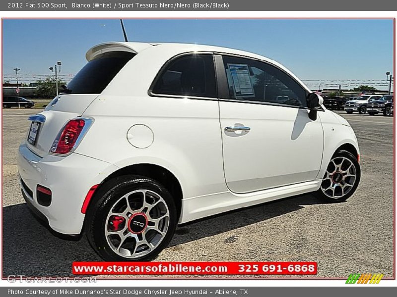 Bianco (White) / Sport Tessuto Nero/Nero (Black/Black) 2012 Fiat 500 Sport