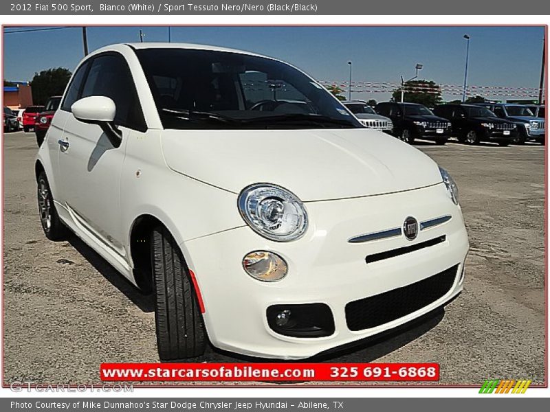 Bianco (White) / Sport Tessuto Nero/Nero (Black/Black) 2012 Fiat 500 Sport