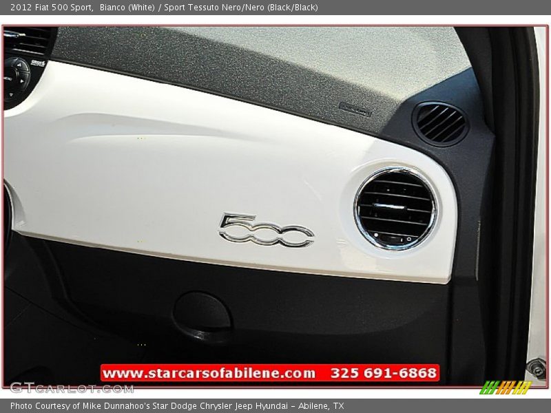Bianco (White) / Sport Tessuto Nero/Nero (Black/Black) 2012 Fiat 500 Sport