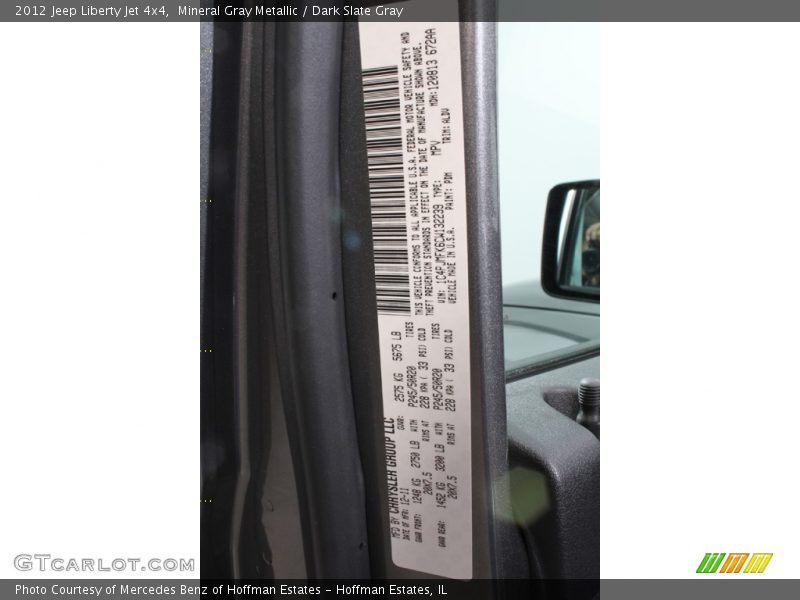 Mineral Gray Metallic / Dark Slate Gray 2012 Jeep Liberty Jet 4x4