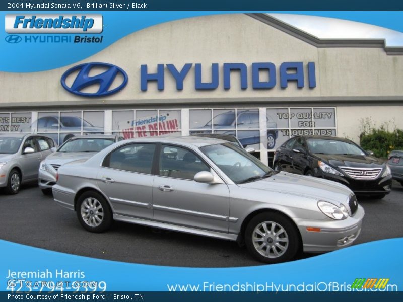 Brilliant Silver / Black 2004 Hyundai Sonata V6