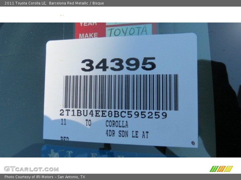 Barcelona Red Metallic / Bisque 2011 Toyota Corolla LE