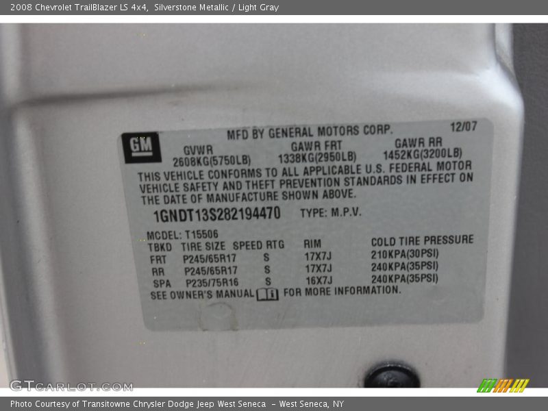 Silverstone Metallic / Light Gray 2008 Chevrolet TrailBlazer LS 4x4