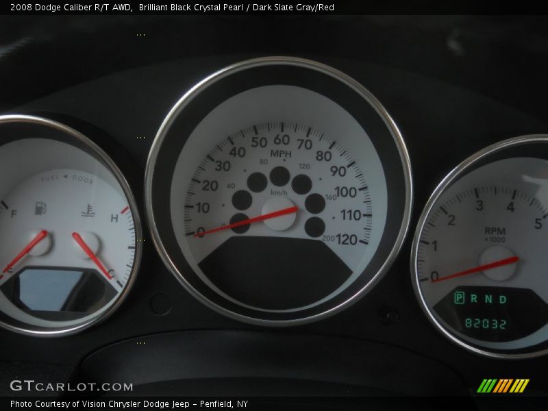 Brilliant Black Crystal Pearl / Dark Slate Gray/Red 2008 Dodge Caliber R/T AWD