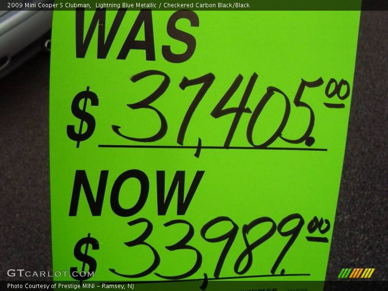 Lightning Blue Metallic / Checkered Carbon Black/Black 2009 Mini Cooper S Clubman