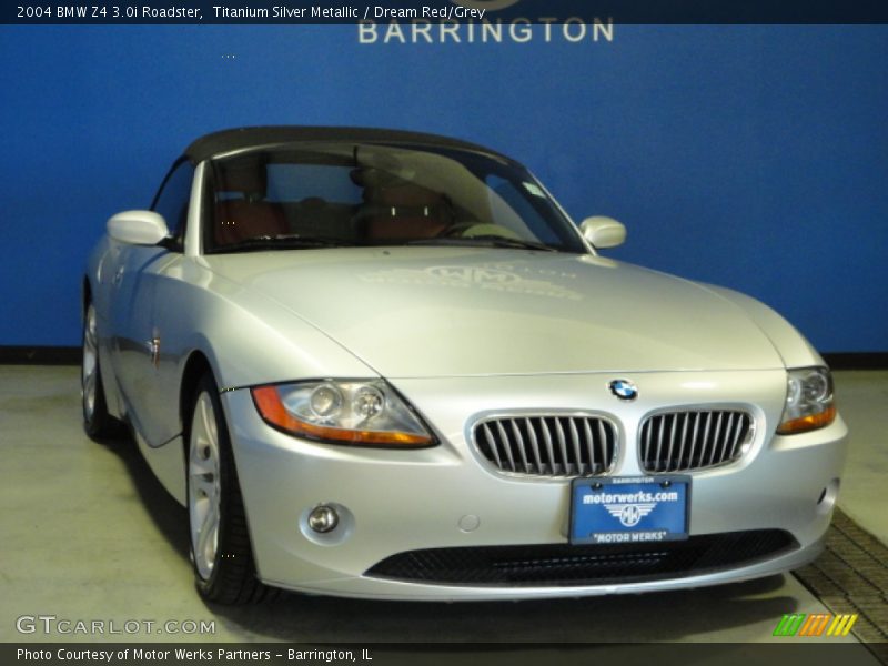 Titanium Silver Metallic / Dream Red/Grey 2004 BMW Z4 3.0i Roadster