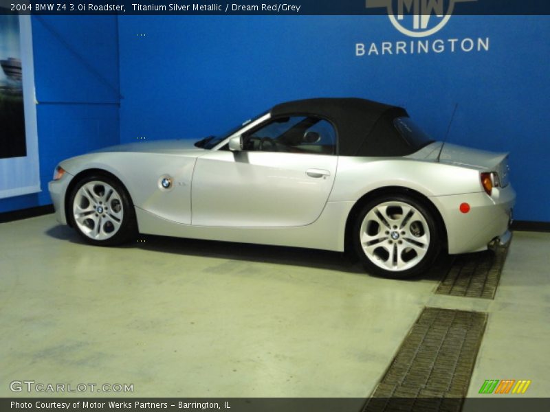 Titanium Silver Metallic / Dream Red/Grey 2004 BMW Z4 3.0i Roadster