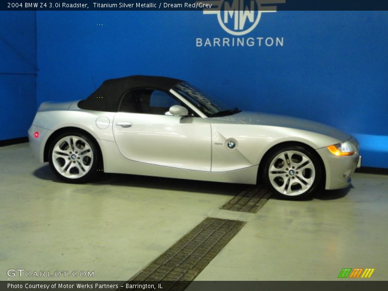 Titanium Silver Metallic / Dream Red/Grey 2004 BMW Z4 3.0i Roadster