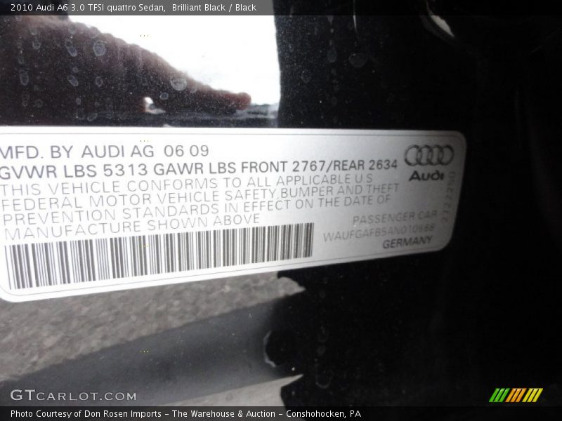 Brilliant Black / Black 2010 Audi A6 3.0 TFSI quattro Sedan