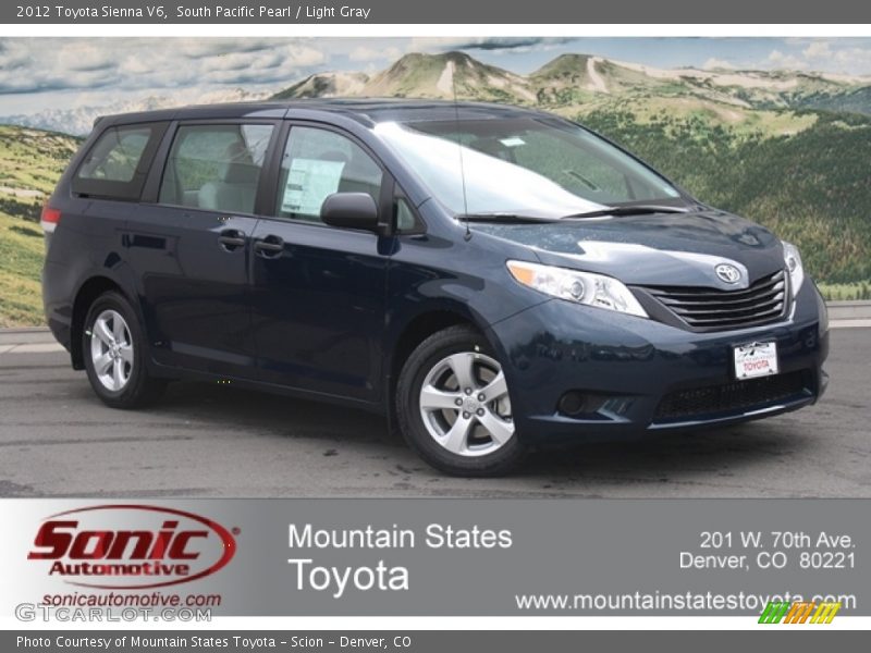 South Pacific Pearl / Light Gray 2012 Toyota Sienna V6