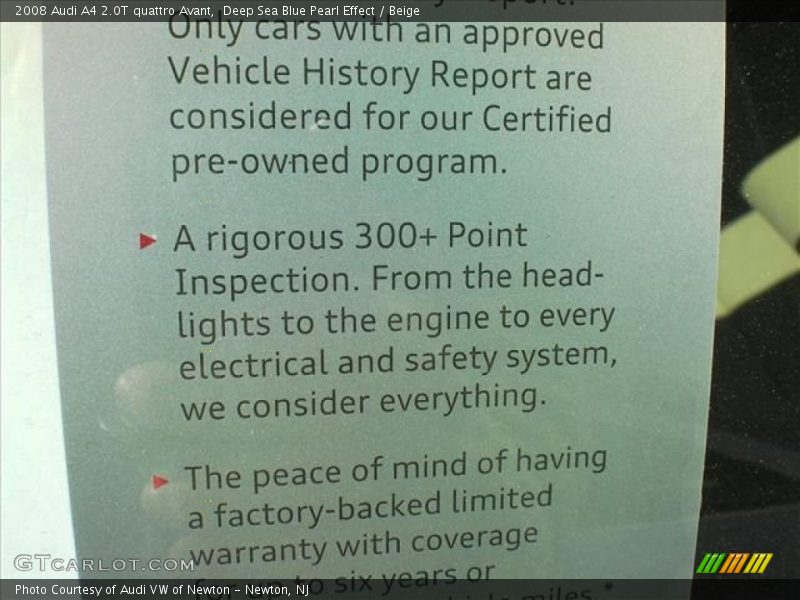 Deep Sea Blue Pearl Effect / Beige 2008 Audi A4 2.0T quattro Avant
