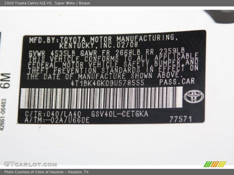 Super White / Bisque 2009 Toyota Camry XLE V6