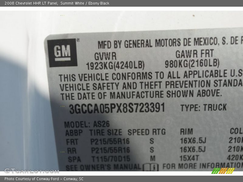 Summit White / Ebony Black 2008 Chevrolet HHR LT Panel