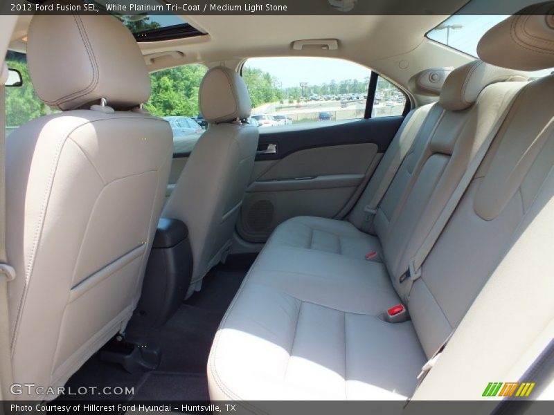 White Platinum Tri-Coat / Medium Light Stone 2012 Ford Fusion SEL